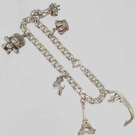 Armband 18,5cm, berlocker, 830/1000 Silver 20,6g.