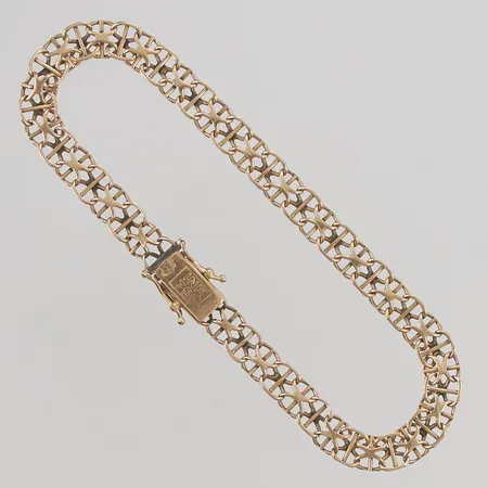 Armband x-länk med stav, 20cm, bredd:6mm, slitet 18K 9,1g.