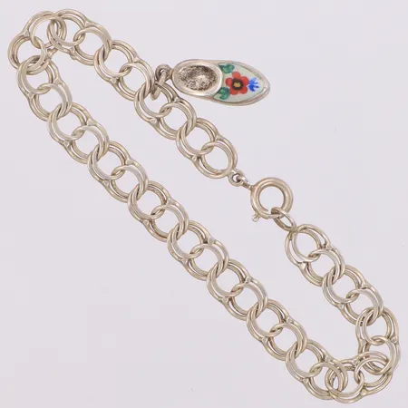 Armband, Bismarck med en berlock, längd 17,5cm, bredd 6,8mm, 925/1000 silver Vikt: 6,6 g