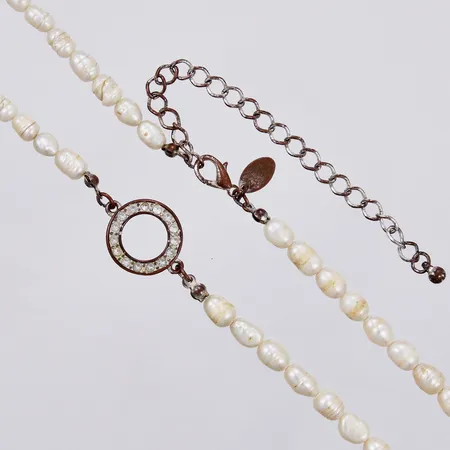 Pärlcollier odlade sötvattenspärlor barocka Ø ca 4 - 9mm med hänge med stenar längd: ca 45 - 55cm stenar saknas/defekta pärlor/missfärgad metall