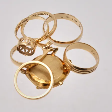 Diverse defekt guld, 18K 25,53g.