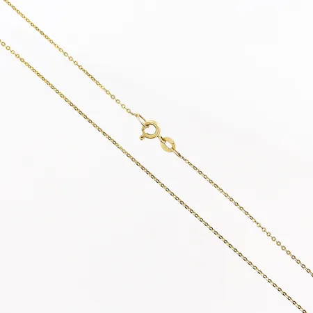 Kedja, 56,5cm, 1mm, defekt lås, 14K.  Vikt: 2,4 g