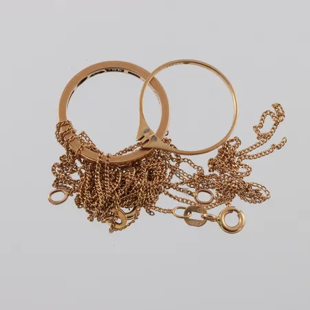 Diverse guld, defekter/gravyrer, 18K, 7,6g.