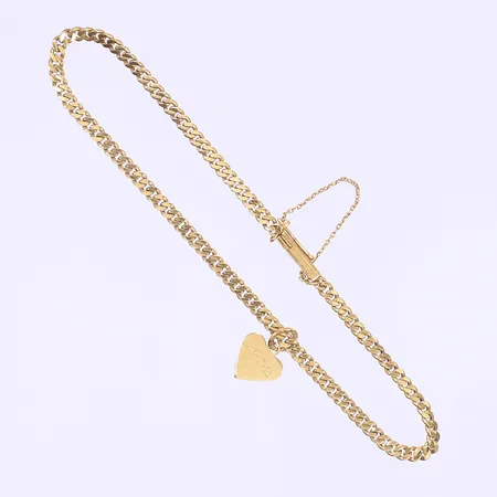 Armband pansar med en berlock 17,5cm, bredd 2mm, säkerhetskedja, bruksslitage, gravyr, 18K  Vikt: 4 g