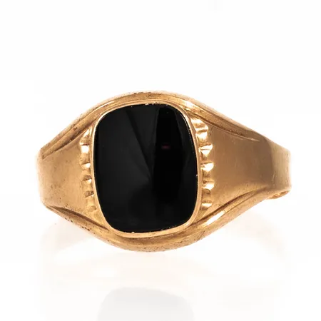 Klackring svart sten bucklig 18K 2,5g. 