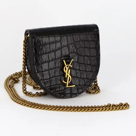Saint Laurent Baby Kaia Croc Embossed Leather Crossbody, 2,5x8x8cm, kedja och beslag i metall, dustbag, kartong, fint skick