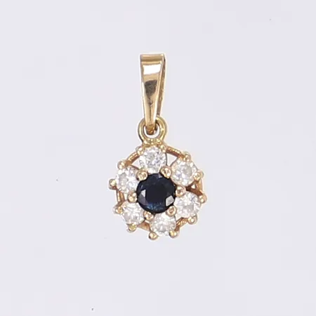 Hänge med blå och vita stenar längd 15mm 18K Vikt: 0,9 g