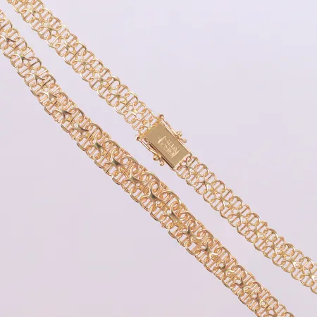 Collier doserad X-länk med stav, längd 45cm, bredd 7-9mm, GHA, 18K  Vikt: 23,6 g