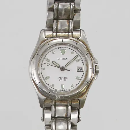 Damur Citizen 23mm quartz stål, går ej, batteribyte krävs.