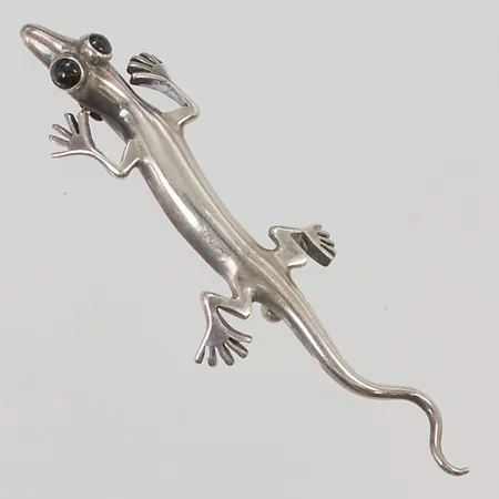 Brosch "Gecko" 63mm svarta stenar, 925/1000 Silver 4,9g.