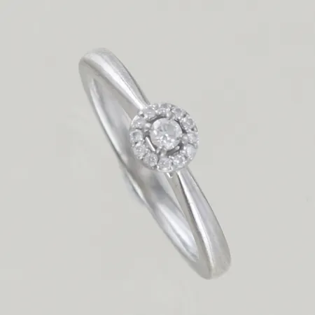 Ring med diamanter 0,05ct + 10x 0,01ct, Ø 15½ mm, 18K Vikt: 3 g