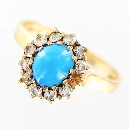 Ring, stenar, stl 17¾, bredd 2-10,5mm, sten saknas, defekter, 18K. Vikt: 3,6 g