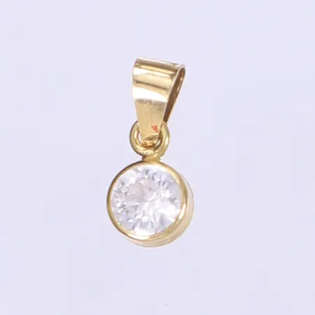 Hänge med vit sten 12x5mm 18K Vikt: 0,4 g