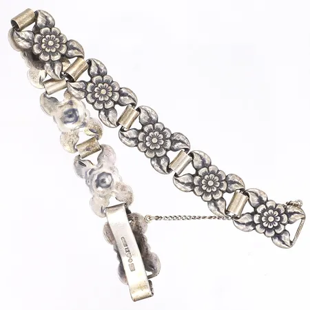 Armband med säkerhetskedja längd 19cm bredd 10mm Gustav Dahlgren Malmö 1948 silver 830/1000  Vikt: 23 g