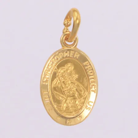 Hänge Saint Christopher Protect Us, längd 19mm inklusive ögla, bredd 9mm, 18K Vikt: 1,3 g