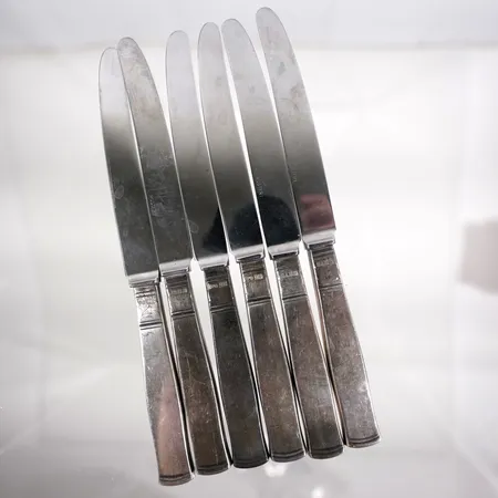 Dessertknivar 6st Rosenholm längd 16.5 cm 830/1000 silver med rostfria blad Vikt: 262 g Vikt: 223 g