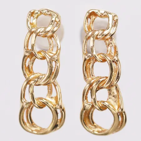 Ett par örhängen Bismarck längd 13mm bredd 4-5,4mm, saknar snurrebussar, 18K   Vikt: 1 g