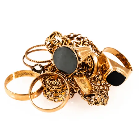 Diverse defekt guld 18K 52,1g.