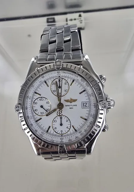 Herrur Breitling chronomat, stål, automatisk, 38mm, ref: A13048, , safirglas, datum, chronograph, pilotlänk, viklås, Box  Skickas med postpaket.