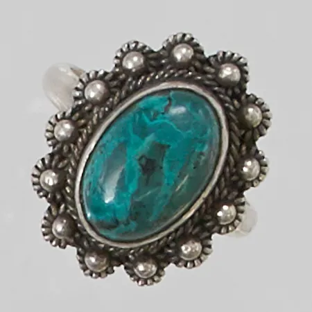 Ring med eilatsten Ø15¾, 925/1000 Silver 4,4g.