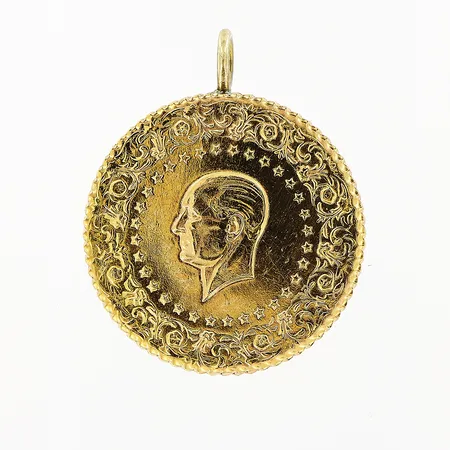 Hänge, mynt Ataturk, 23mm, Ø18mm, 2015, ögla i metall, 21,6K. Vikt: 1,8 g