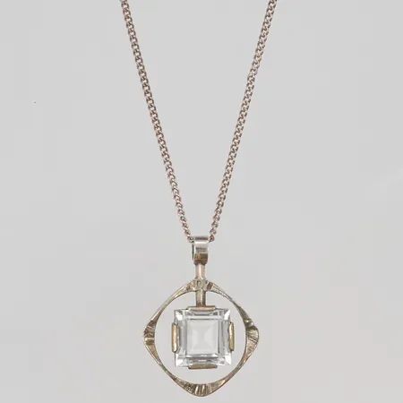 Kedja med hänge 44cm, hänge 40mm, Klintz Ab Guldsmed J, 925/1000 Silver 16,8g.