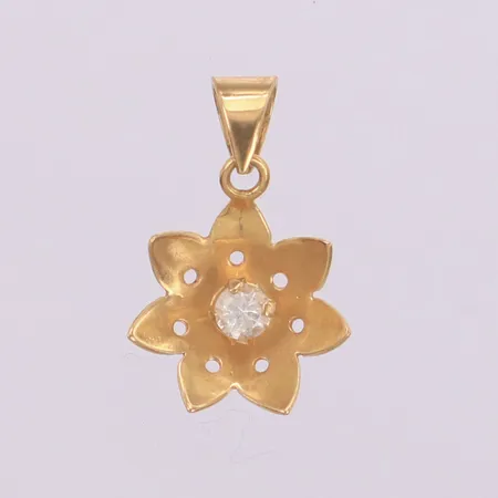 Hänge, blomma med vit sten, längd 18mm, 18K Vikt: 0,9 g