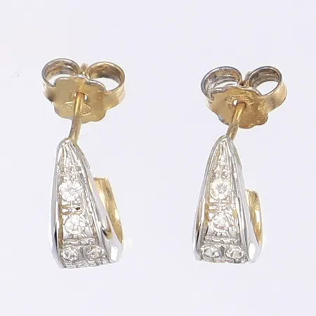 Ett par örhängen med vita stenar ca 5x4mm tvåfärgade 14K Vikt: 2,8 g