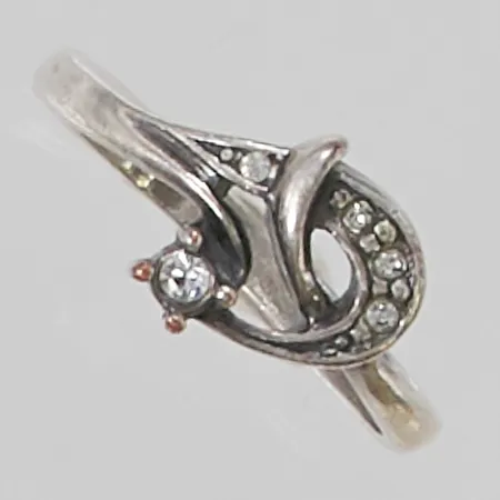 Ring Ø17¼, vita stenar, ryska stämplar, 925/1000 Silver 2,0g.