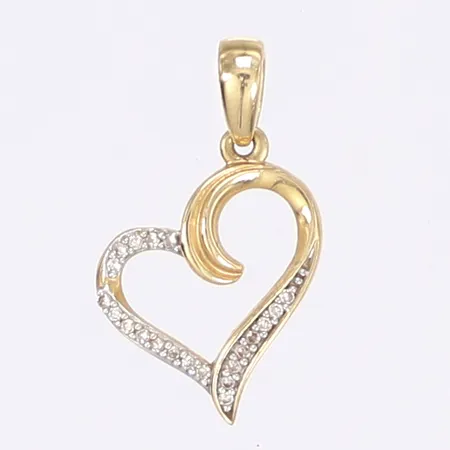 Hänge hjärta med små diamanter 20x10mm GHA 18K Vikt: 0,9 g