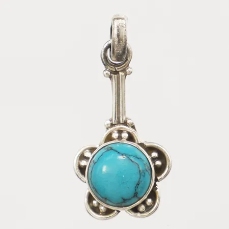 Hänge med turkos, längd 26mm inkl ögla, bredd 12,2mm, 925/1000 silver  Vikt: 1,6 g