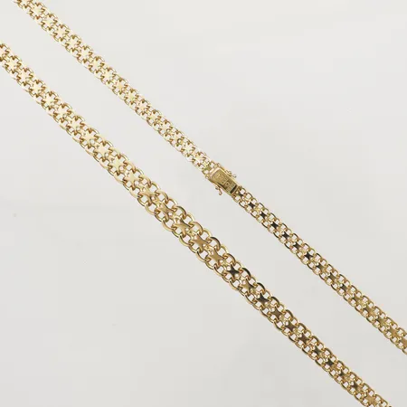 Collier X-länk, doserat, längd 55cm, bredd 6-10mm, Hedens Guldsmeds Ab Bröderna, år 1973, 18K Vikt: 41,2 g