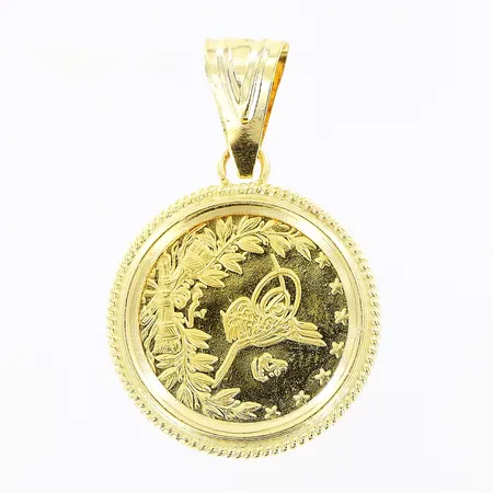 Hänge, 27mm, mynt Ø17mm, 14K. Vikt: 2,4 g