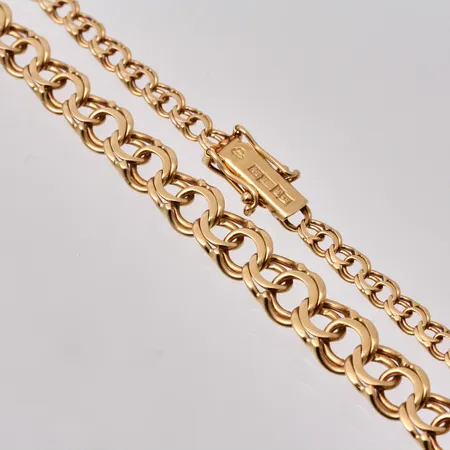 Collier i 18K guld, 48cm, Bismarck, bredd 3,4-6,6mm, tillverkad av Sture Rosin, år 1961, vikt 16,03g.