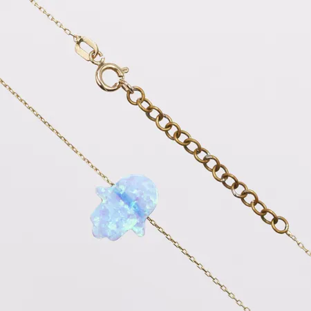 Collier Ankar med integrerat hänge med plast figur längd 32,5-35,5cm bredd 0,5-11,5mm, extra öglor i metall, 14K Vikt: 1,3 g