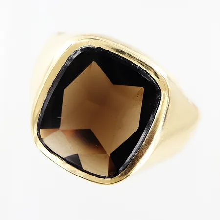 Klackring, brun sten, 20¼, bredd 4,5-17mm, 14K Vikt: 10,6 g