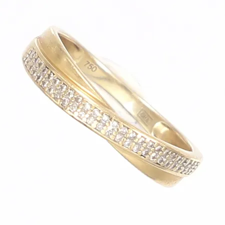 Ring med diamanter 50 x ca 0,005ct, bredd 2-5mm, stl 19, GHA, 18K Vikt: 3,2g Vikt: 3,2 g