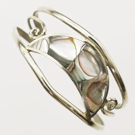 Armband med dekor av abalone Ø ca 40-50mm, Mexiko, vitmetall Vikt: 0 g