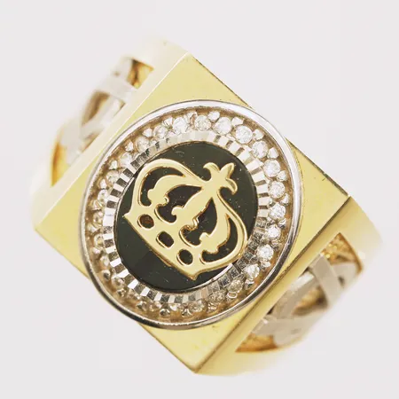 Klackring med stenar, stl 20½, bredd 5-17,2mm, 18K Vikt: 11,5 g