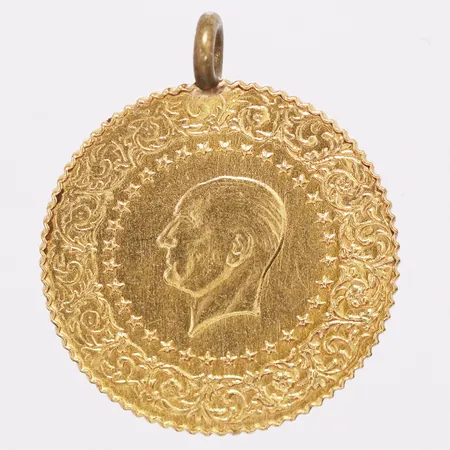 Hänge mynt Attaturk Ø22mm år 2016, ögla i metall, 21,6K Vikt: 1,8 g