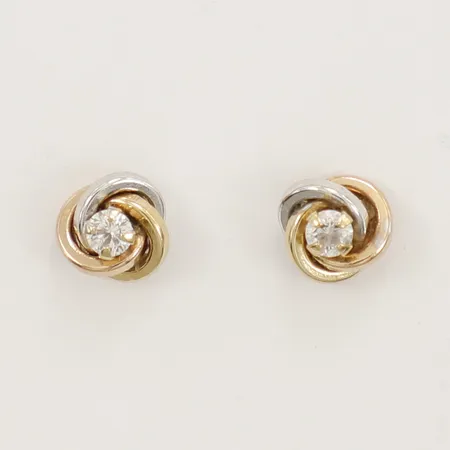 Ett par örhängen med stenar, trefärgade, Ø 6mm, Guldfynd, 18K Vikt: 0,8 g