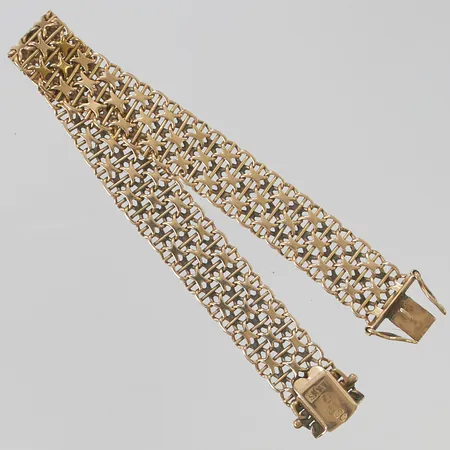 Armband x-länk med stav 19,7cm, bredd:12mm, sliten, 18K 22,2g.