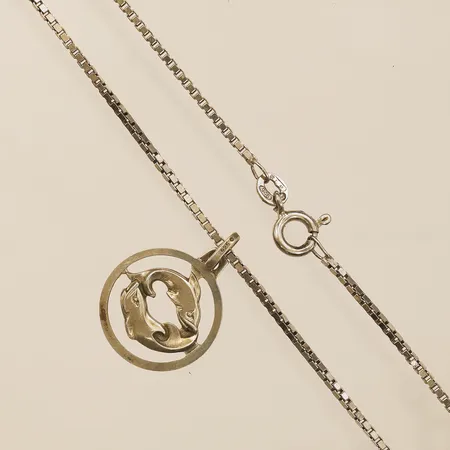 Hänge fiskarna, med kedja Venezia, längd 46cm, bredd1,2mm, silver 925/1000 Vikt: 6,1 g