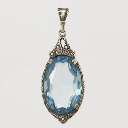 Hänge med topas, längd 40mm inkl ögla, bredd 15mm, silver Vikt: 6,2 g