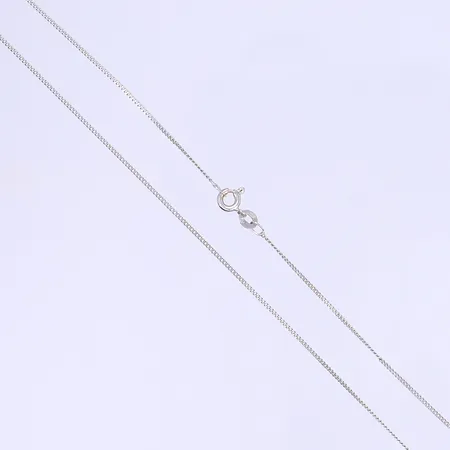 Halskedja pansarlänk 40cm, bredd 1mm, tillv. UnoAErre, Italien, importstämplar, vitguld 18K Vikt: 1,9 g