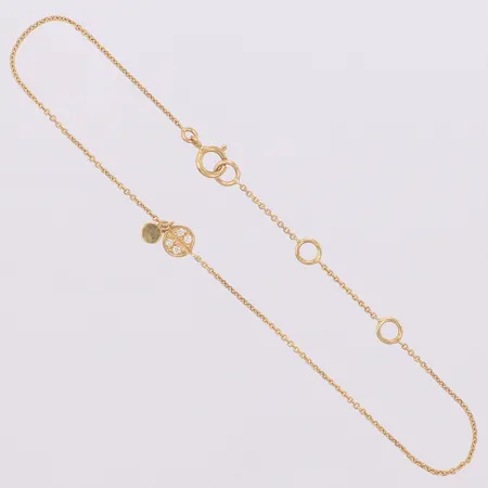 Armband med vita stenar, längd 14,5cm, 16cm, 17,5cm, justerbar, bredd 0,5-4,5mm, 18K Vikt: 1 g