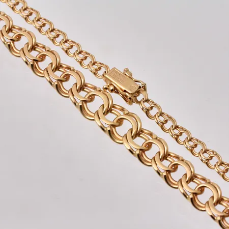 Collier i 18K guld, 43,5cm, Bismarck, bredd 3,5-7,5mm, tillverkad av Bengt Hallberg, år 1976, vikt 15,25g.