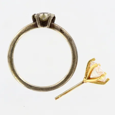 Ring Thomas Sabo med sten, stl 16¼, bredd: 5mm, slitage på klor, Örhänge med sten Ø7mm, Silver 925/1000 Vikt: 2,9 g