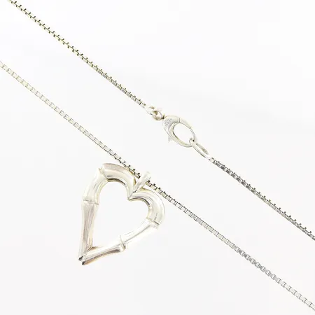 Collier Gucci Bamboo, venezialänk 47cm, 58cm, bredd 1,5mm, hänge 32x25mm, dustbag, originaletui, silver 925/1000. Vikt: 17,4 g