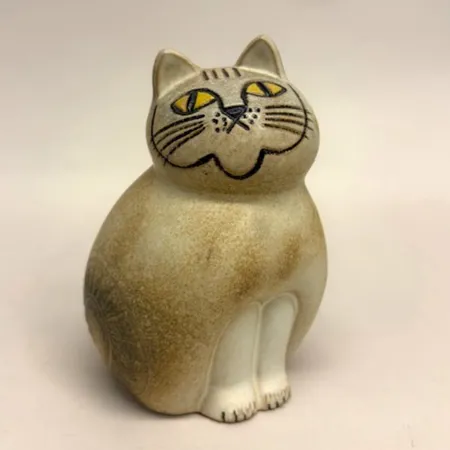 Figurin, höjd 19cm, katten Mia, midi, beige, design Lisa Larson (1931-2024), K-studion -95, Gustavsberg, ICA-förlaget 50år, stengods